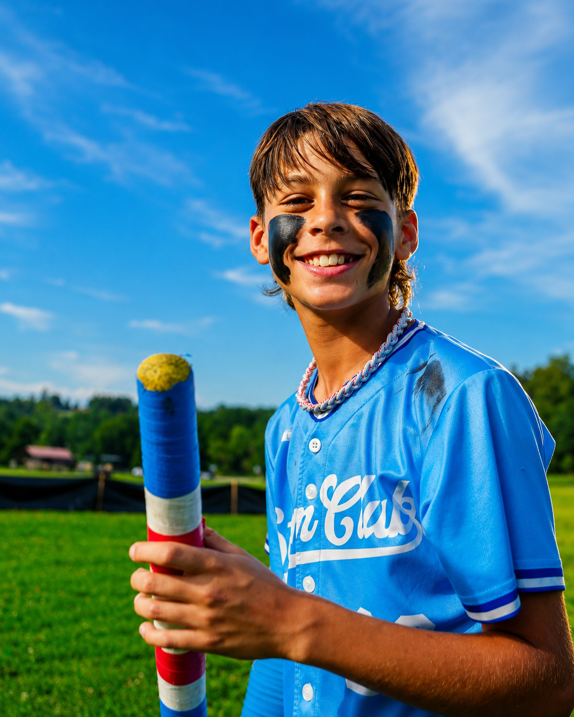 wiffle ball player with eye black holding a wiffle ball bat wiffle ball player with eye black holding a wiffle ball bat